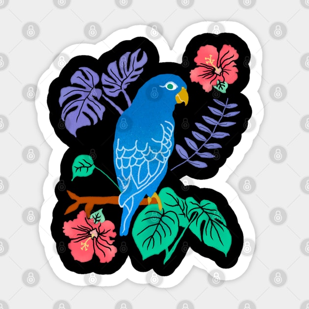 Parrot and Tropical Plants Sticker by srojas26